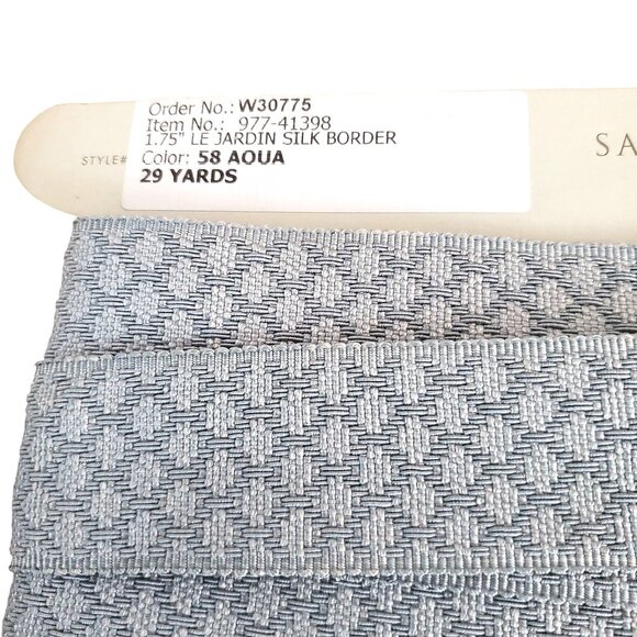 Samuel & Sons 9.7 Yards Aqua Le Jardin Silk Border Trimming 1.75" Discontinued - Picture 7 of 8